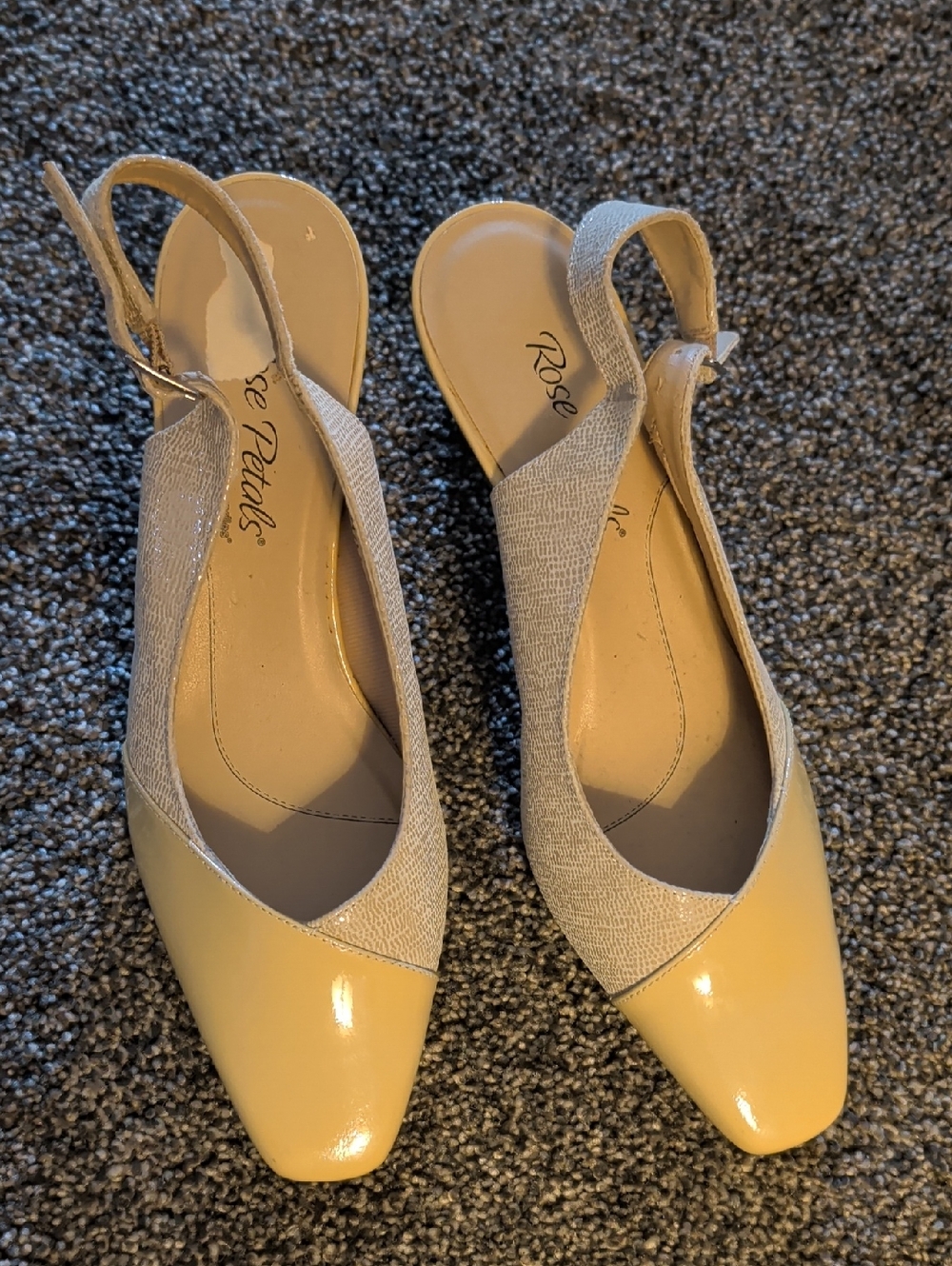 Walking Cradles Yellow Slingback Kitten Heels